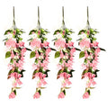 RECUTMS 4 Pack Artificial Hanging Plants Indoor Fake Vine Plants Bougainvillea with Light Strings Silk Flowers for Outside Plastic Plant Faux Flower Real Touch Decor for Fall Halloween (Black)