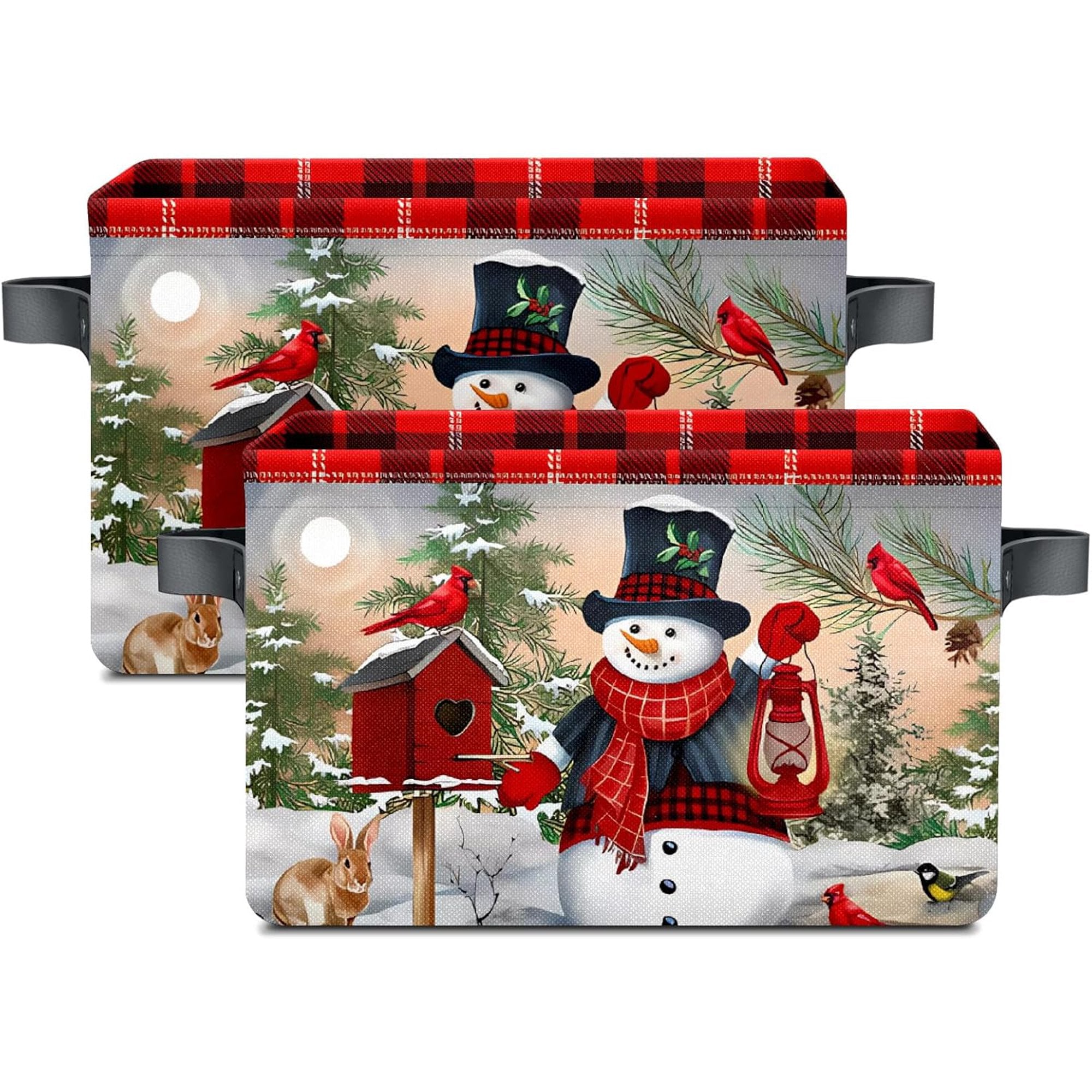 Christmas Snowman Foldable Storage Baskets with Handles 2 Pack k7m