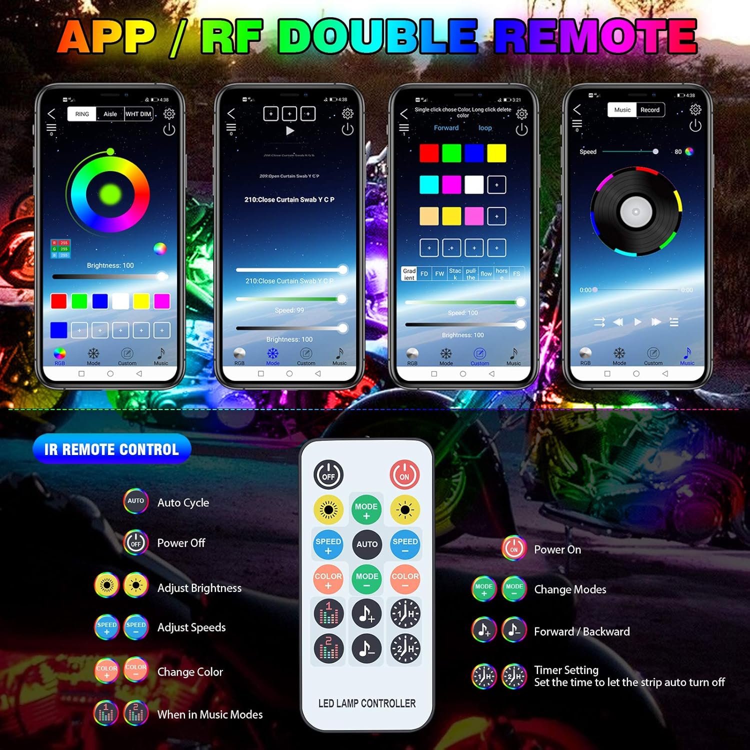 Car Underglow Lights 216-LEDs APP Control IP68 12V a7