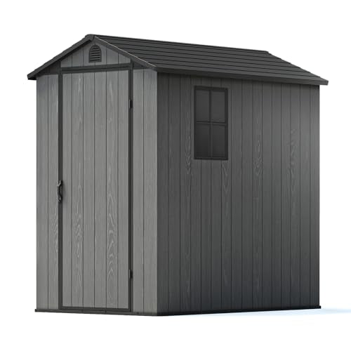 Plastic Outdoor Storage Shed 4x6 FT with Window and Lockable Door w7