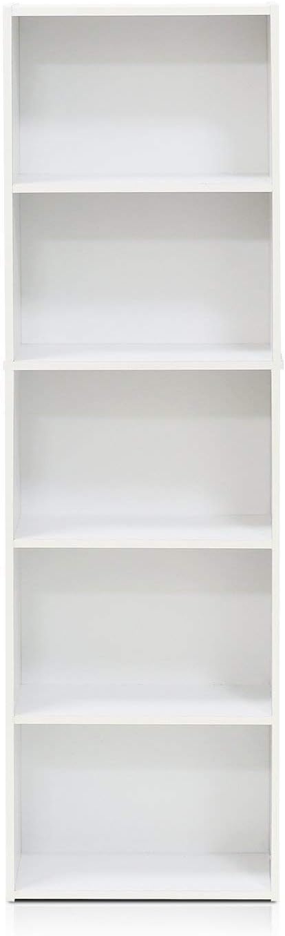 5-Tier Reversible Open Shelf Bookcase White 2 Pack k7