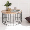 Carbon Loft Chessor Black and Natural Wood Cage Coffee Table