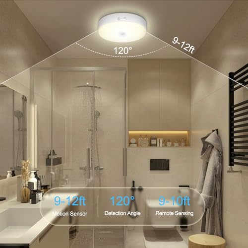 Motion Sensor Ceiling Light with Remote, Rechargeable 2 Pack a7