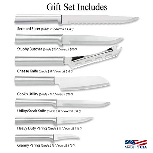 Knife Gift Set Stainless Steel Blades, 7-Piece Silver Handle q7