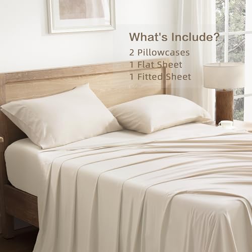 Queen Sheets Set, Cooling Bamboo Bedding, Deep Pocket, Dark Green K7