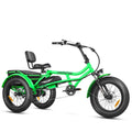 Addmotor M-360II Semi-Recumbent Electric Trike, 85MI, Fat Tire 3 Wheel Electric Bike for Adults, 750W 48V 20Ah Electric Tricycle for Seniors, 20" Electric Trike with Speed Differential, Green