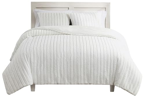 Plush Faux Fur Comforter Set with Pillow Shams, Full/Queen, Seal Grey k7