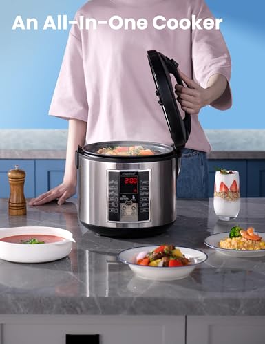 Compact Rice Cooker 6-in-1 Stainless Steel Multi Cooker 2QT A7