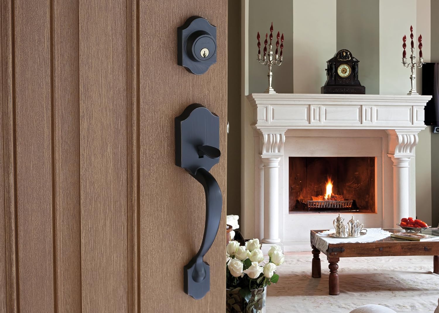 Contemporary Front Door Handle Lever Trim, Tuscan Bronze a7