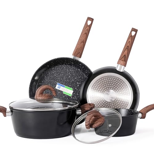 Ceramic Cookware Set with Lids, Non-Stick Frying Pans, Induction Safe k7