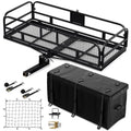 Hitch Mount Cargo Carrier Basket 500 LBS Folding Vehicle Cargo Baskets 60" x 24" x 14" Fits 2" Receiver with 2" Hitch Stabilizer for SUV, Pickup Truck, Trailer