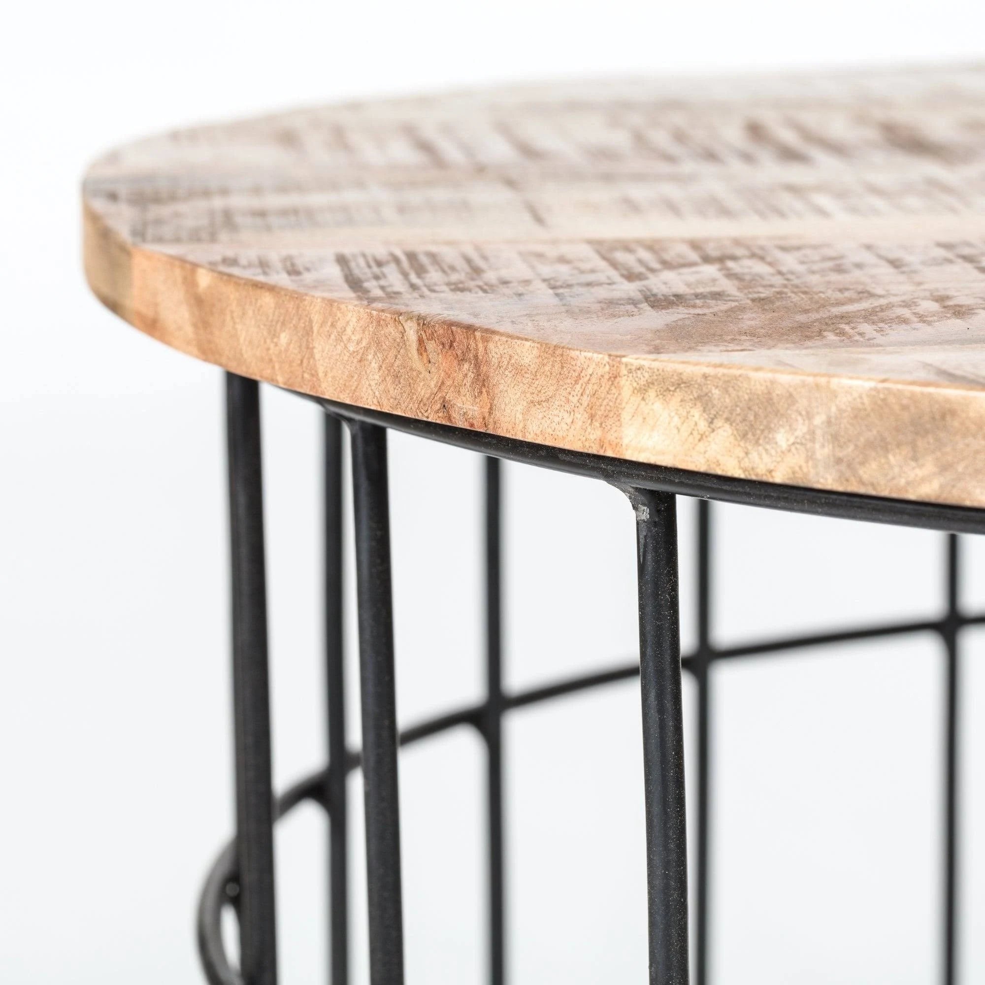Coffee Table Wood Cage Black Natural k7
