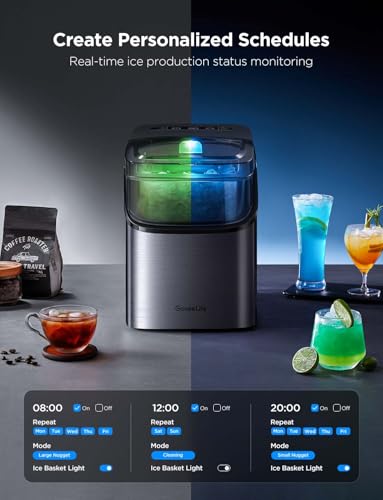 Smart Ice Maker Countertop, Portable with Voice Control, 9 Cubes in 6 Mins a7