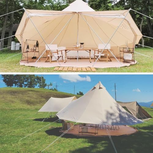 Canvas Bell Tent with Stove Jack, 4 Season Camping for 3-6 Person A7