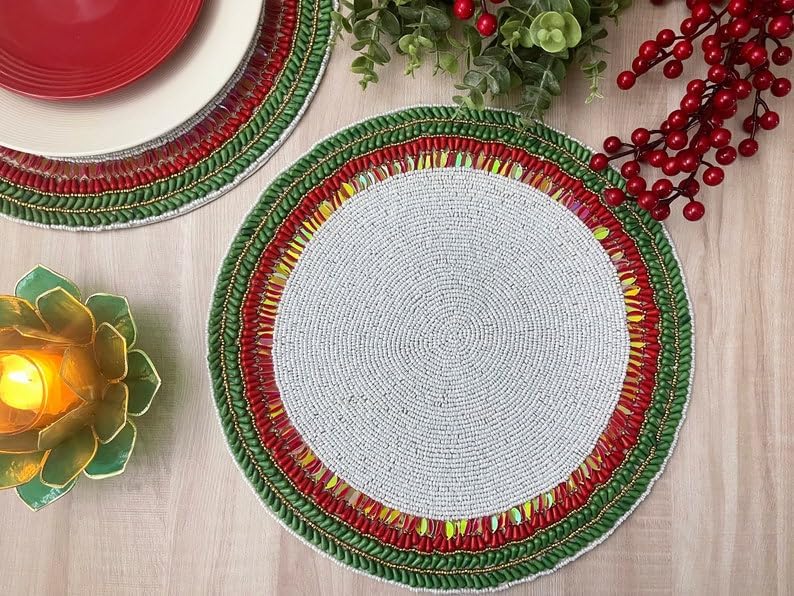 Beaded Table Runner 13x36 Multicolour H7q