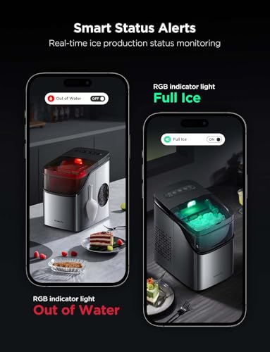 Smart Ice Maker Countertop, Portable with Voice Control, 9 Cubes in 6 Mins a7