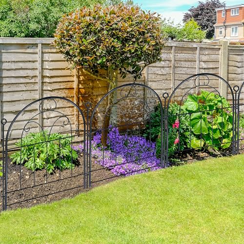 Decorative Garden Fence Border 10 Panels, Rustproof Metal No Dig, Black a7
