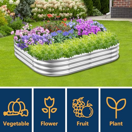 Galvanized Oval Raised Garden Bed for Vegetables 5x3x1ft K7