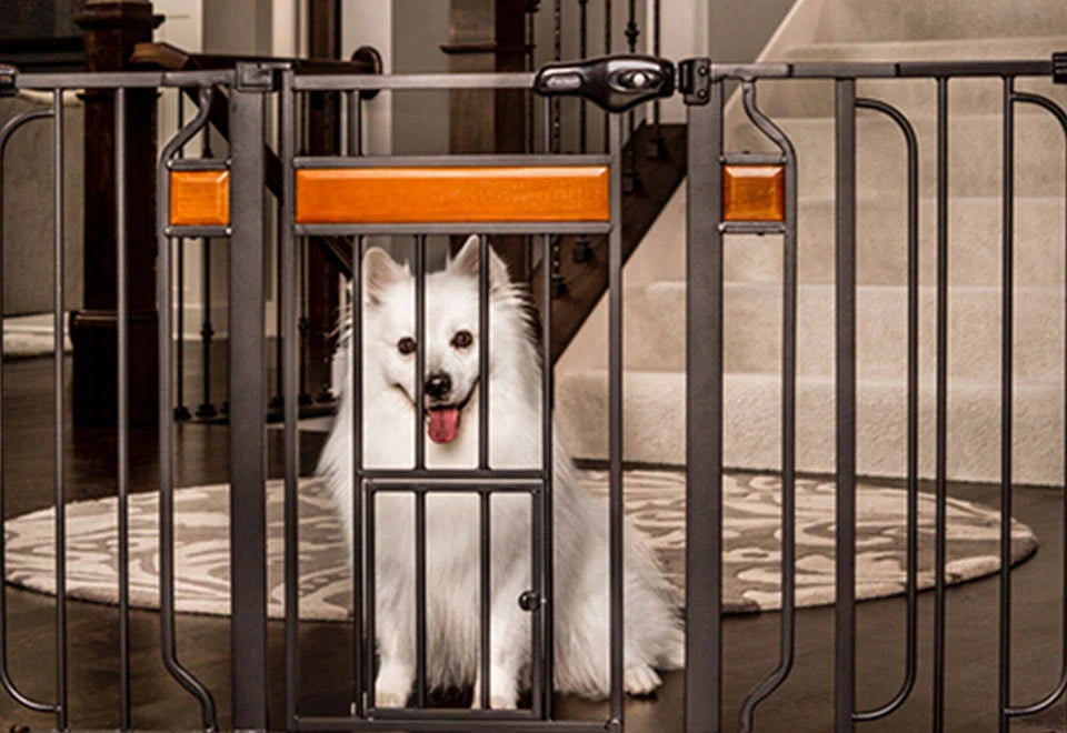 Extra Tall Pet Gate with Small Door, Black k7