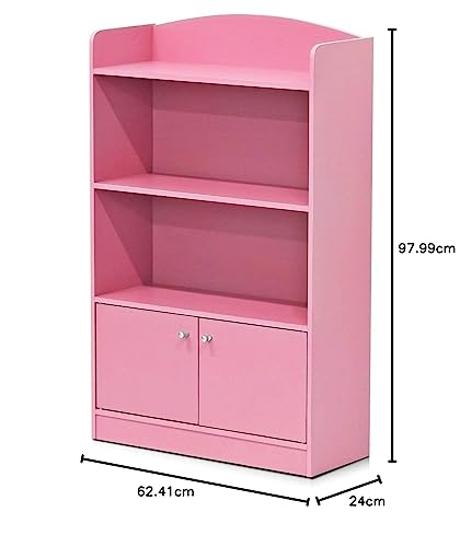 Bookshelf with Storage Cabinet 3-Tier Pink a7