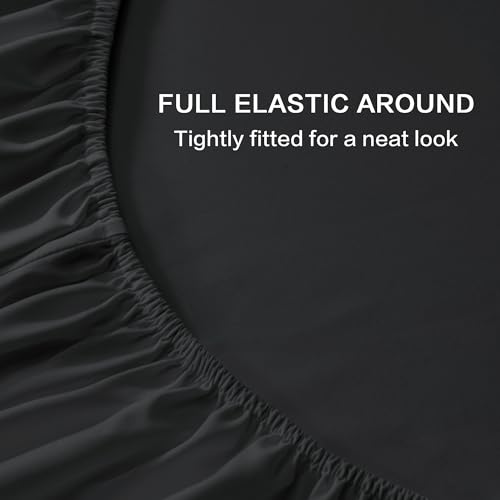 Queen Sheets Set, Cooling Bamboo Bedding, Deep Pocket, Dark Green K7