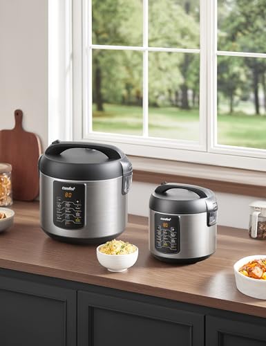 Compact Rice Cooker 6-in-1 Stainless Steel Multi Cooker 2QT A7