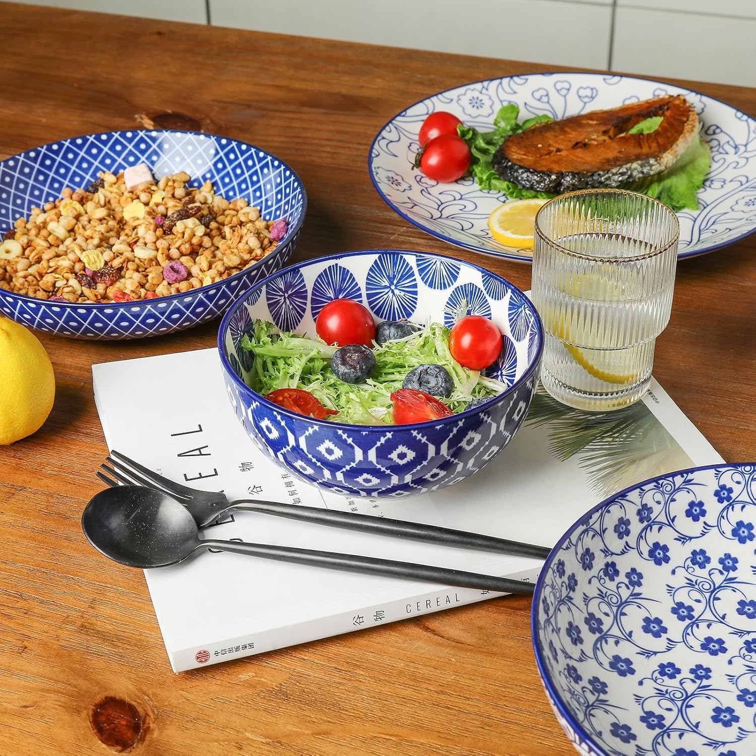 Ceramic Dinnerware Set for 4 with Salad Plates v7