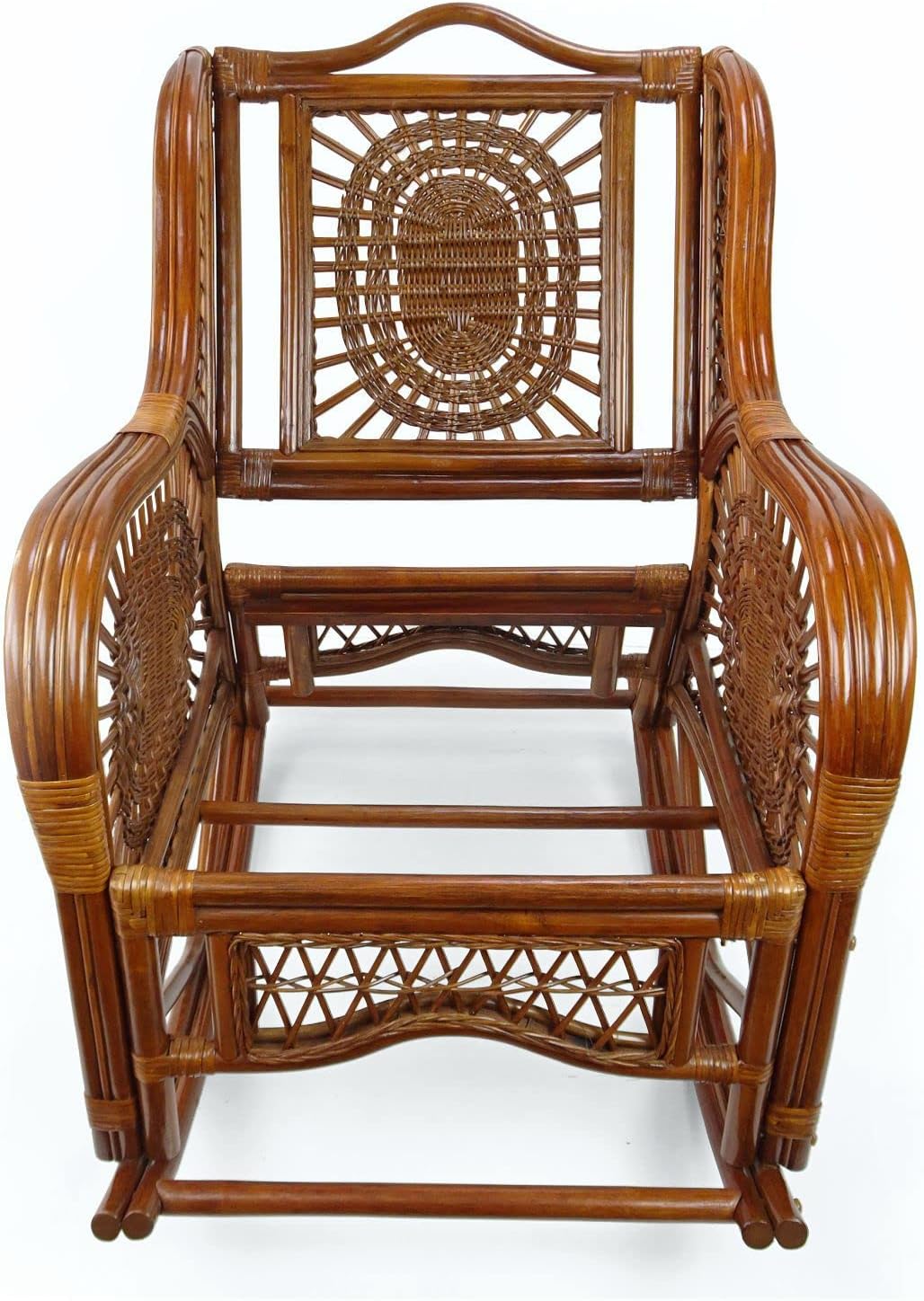 Rattan Rocking Lounge Chairs Set of 2 with Coffee Table a7