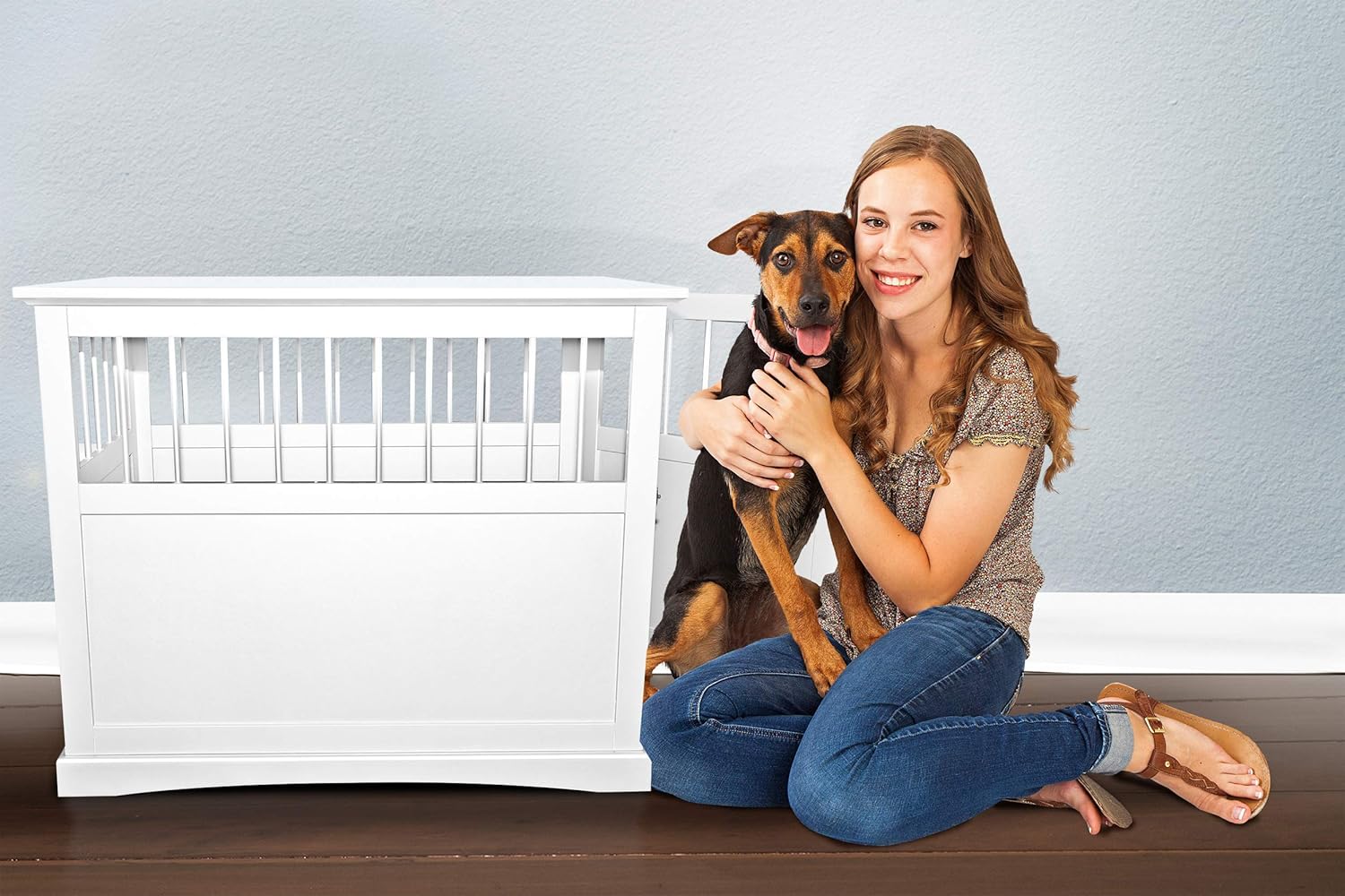 Dog Crate End Table White Large k7