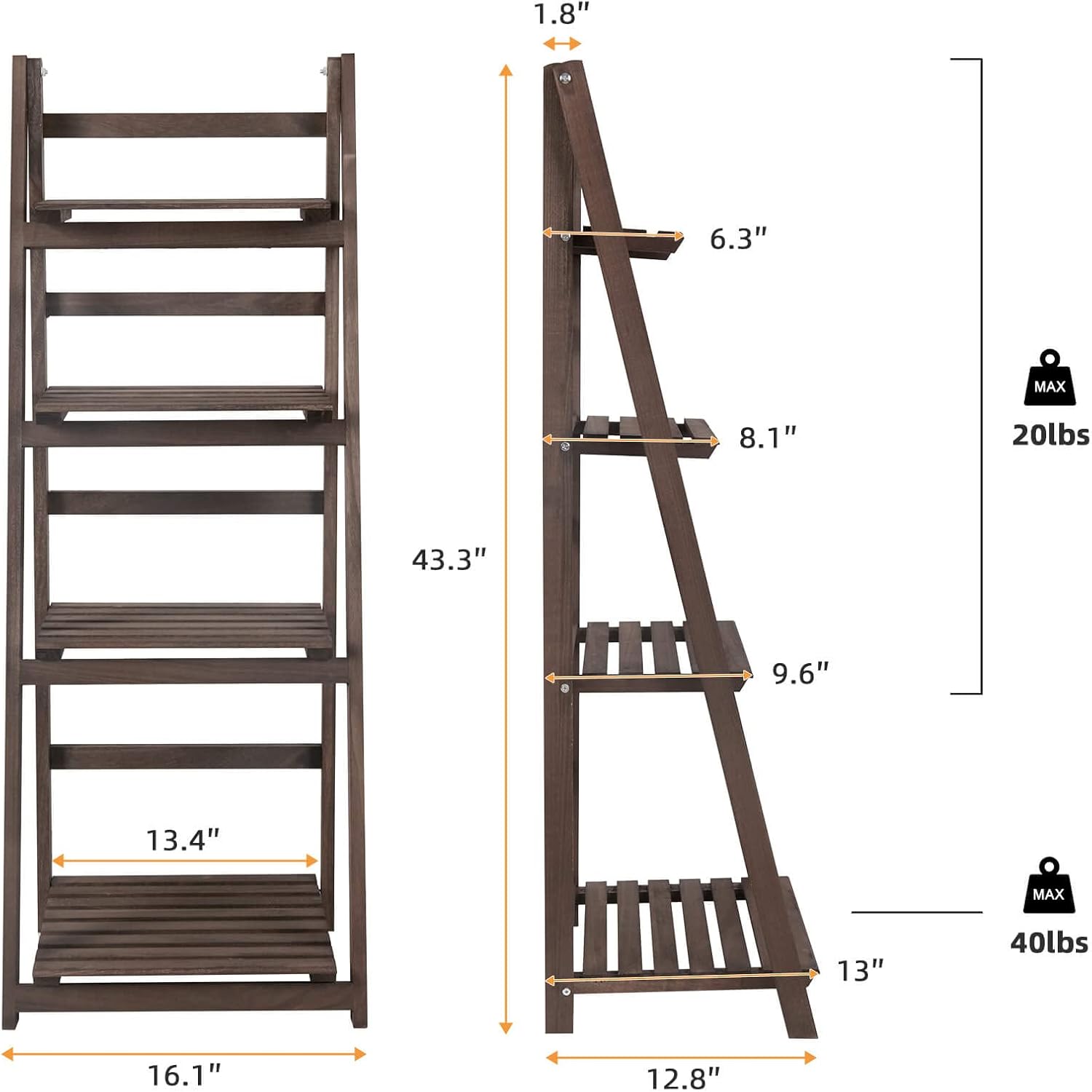 4 Tier Tall Ladder Plant Stand Wooden Indoor Garden Rack a7