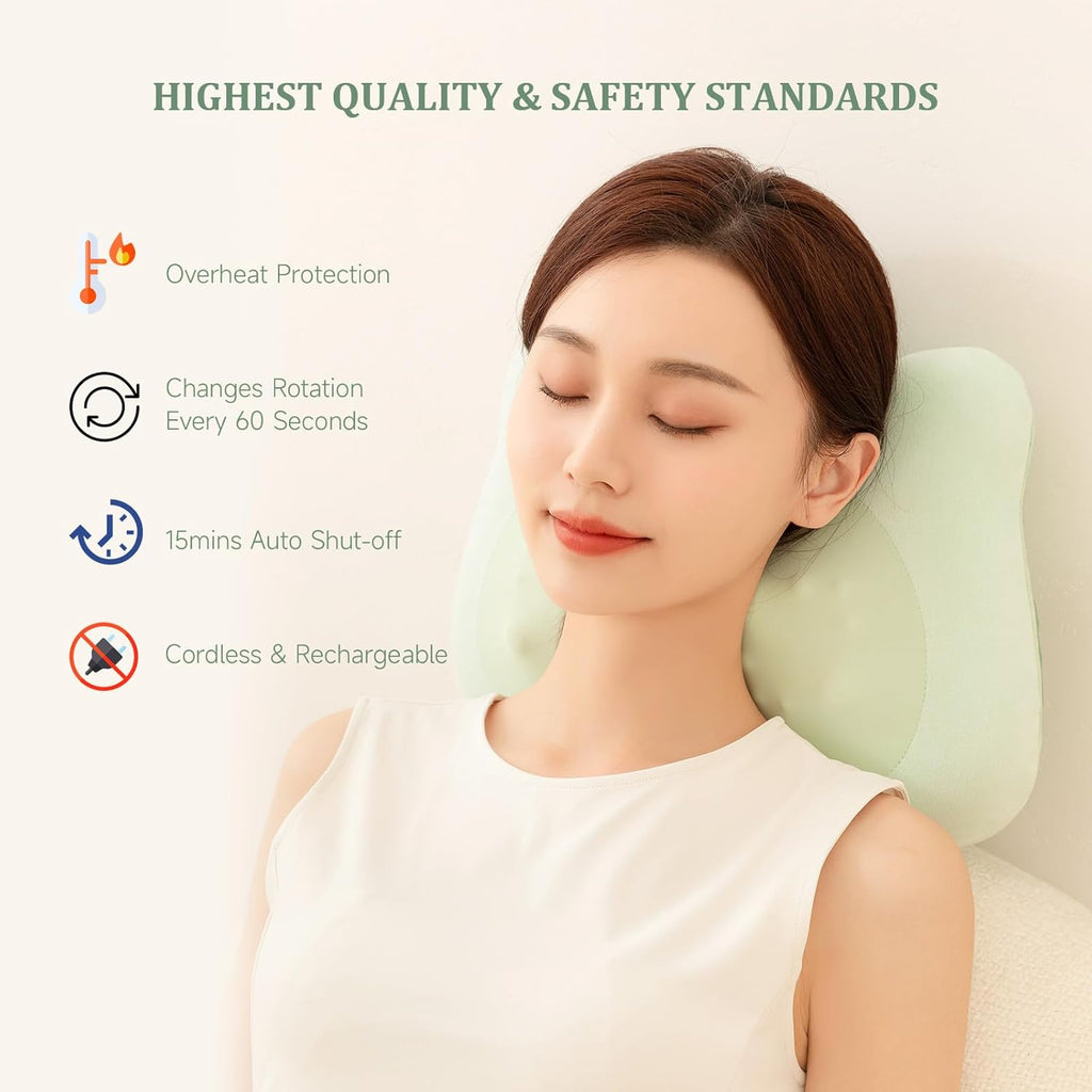 Cordless Shiatsu Back Massager with Heat, Neck and Shoulders Pillow k7