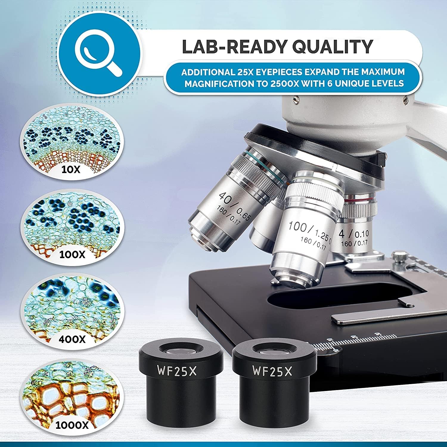 Binocular Compound Microscope 40X-2500X LED k7