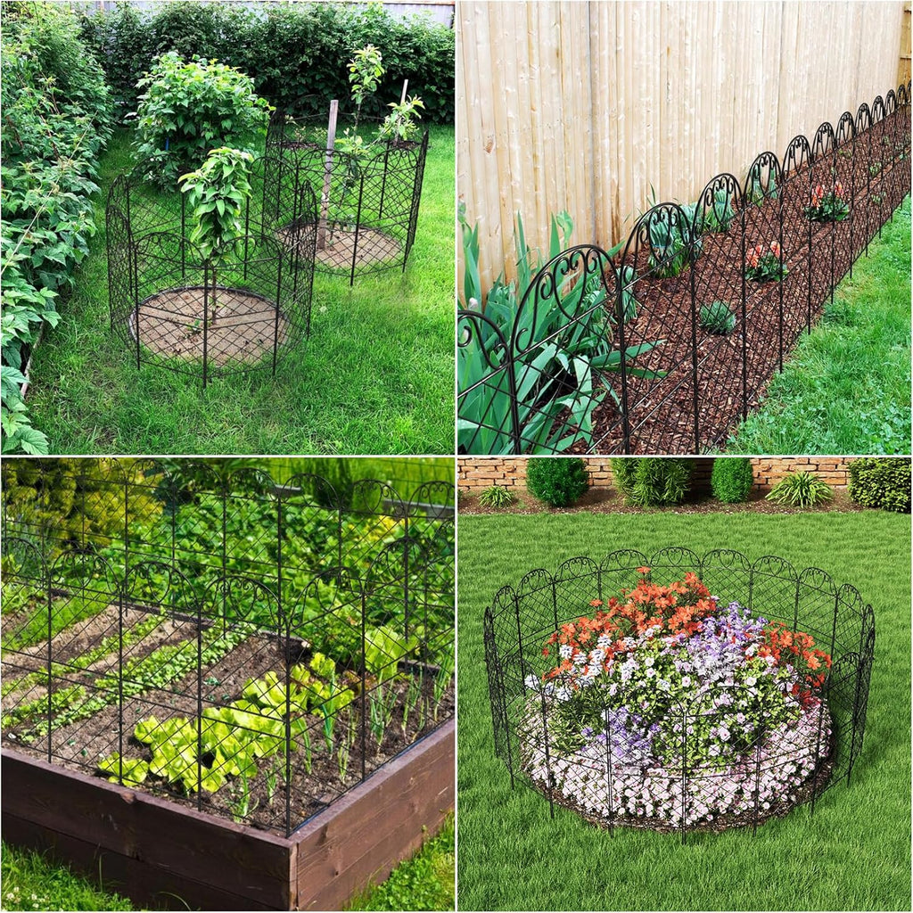 Decorative Garden Fence 10 Panels 35in Rustproof Metal Wire a7