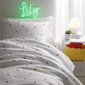 Dormify Fruit Showers Comforter and Sham Set, White & Rainbow Fruits, Full/Queen, Dorm & College Essentials