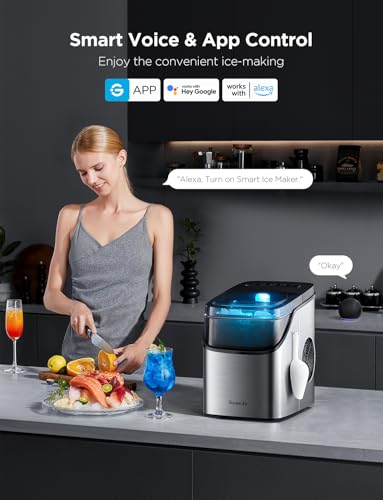 Smart Ice Maker Countertop, Portable with Voice Control, 9 Cubes in 6 Mins a7