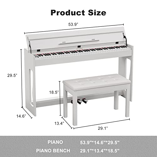 Weighted Digital Piano with Bench and USB MIDI k7