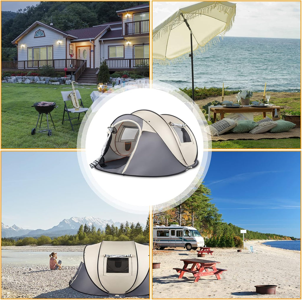 Pop Up Waterproof Camping Tent Easy Setup 2 Doors a7