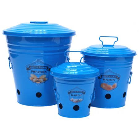 Gracie Oaks Allamuchy Enameled Kitchen 3- Piece Canister Set, Blue
