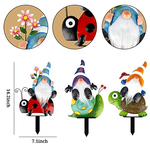 Garden Gnome Stakes Outdoor Metal Decor 4 Pack k7