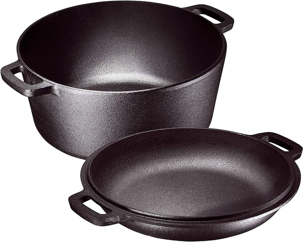 Matte Ceramic Serving Plates 11-inch Round Set with Cast Iron Dutch Oven and Skillet Lid q7
