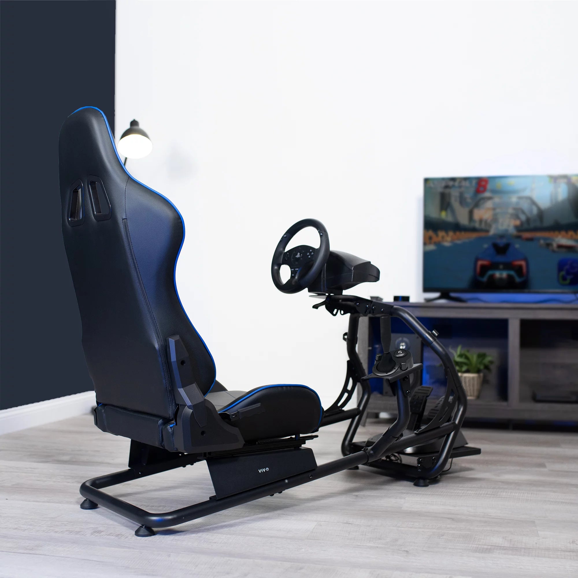 Racing Simulator Cockpit with Wheel Stand and Reclining Seat k7