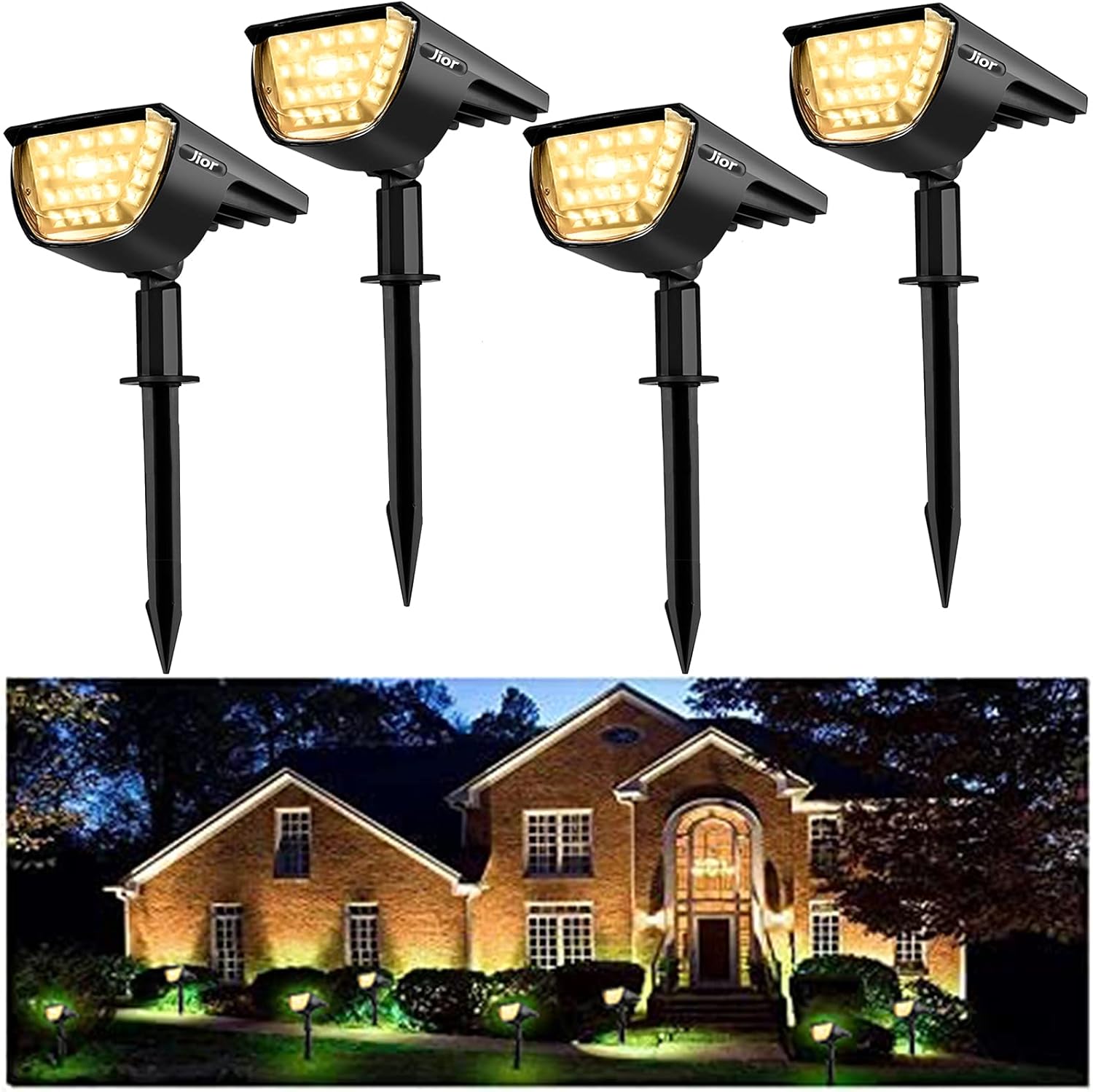 Solar Landscape Spotlights 32 LED IP65 Waterproof 2-in-1 Wireless 4 Pack k7