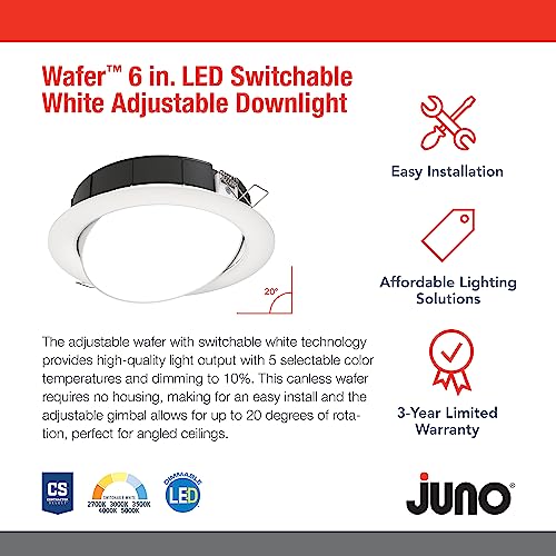Wafer-Thin LED Downlight, Adjustable Trim, 6-Inch k7x