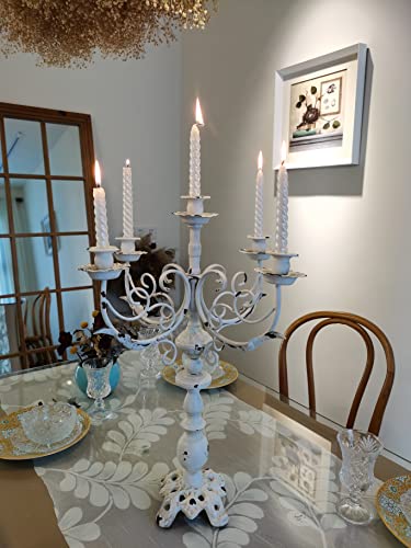 Cast Iron Candelabra Vintage White 5 Arms 17Inch a7