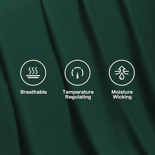 Queen Sheets Set, Cooling Bamboo Bedding, Deep Pocket, Dark Green K7