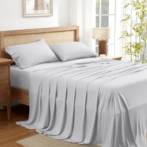Queen Sheets Set, Cooling Bamboo Bedding, Deep Pocket, Dark Green K7