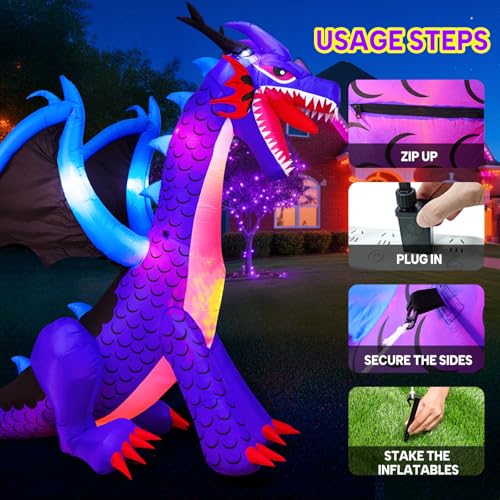 Halloween Inflatable Dragon Yard Decor with LED Lights a7