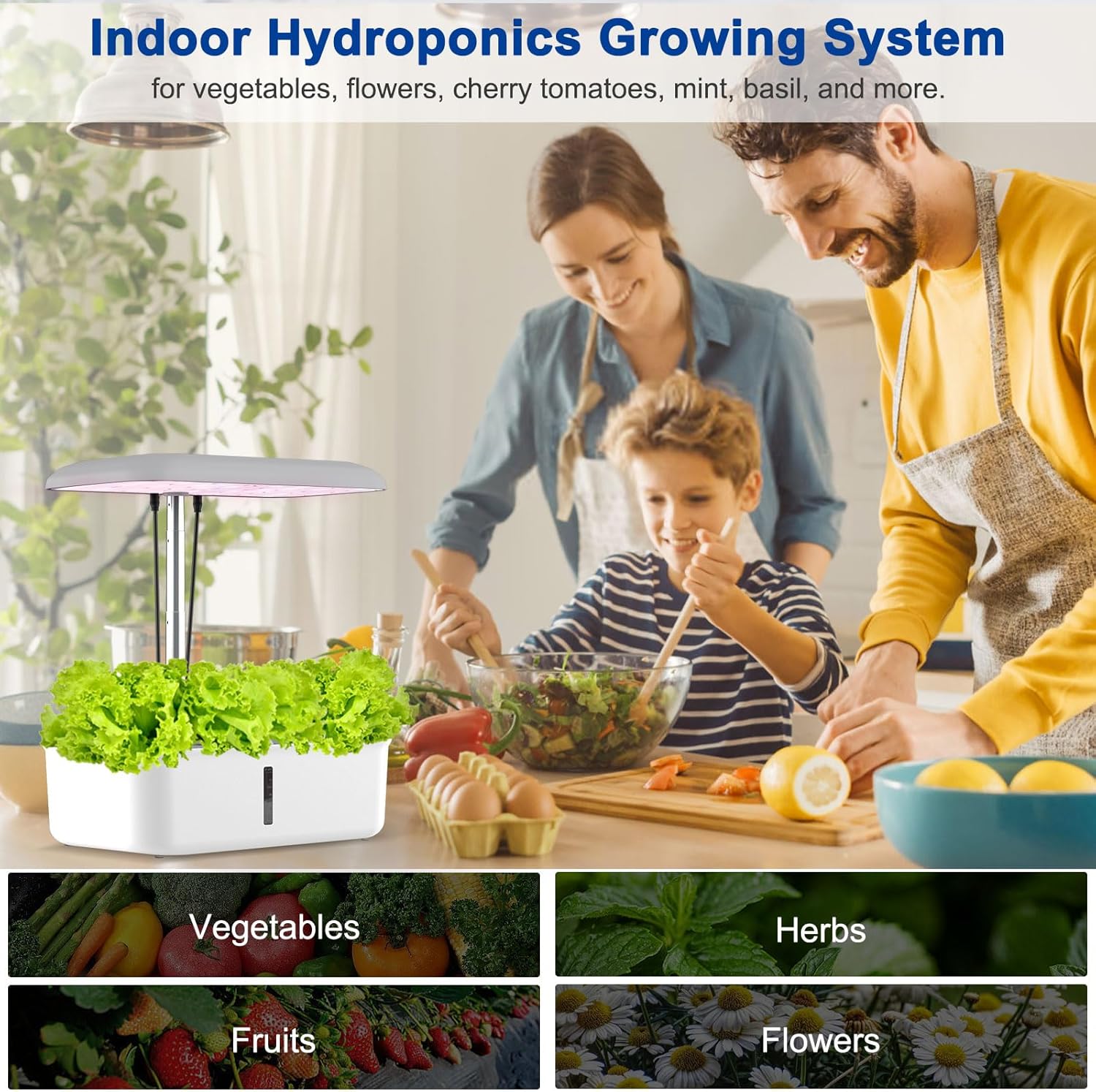 Hydroponics Growing System Indoor Garden 14 Pods Germination Kit with Grow Light A7