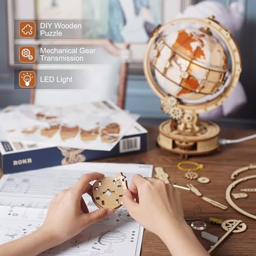 3D Wooden Globe Puzzle with LED Stand 180pcs K7m