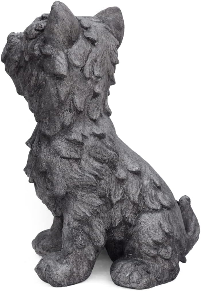 Outdoor Terrier Dog Garden Statue Antique Gray k7m